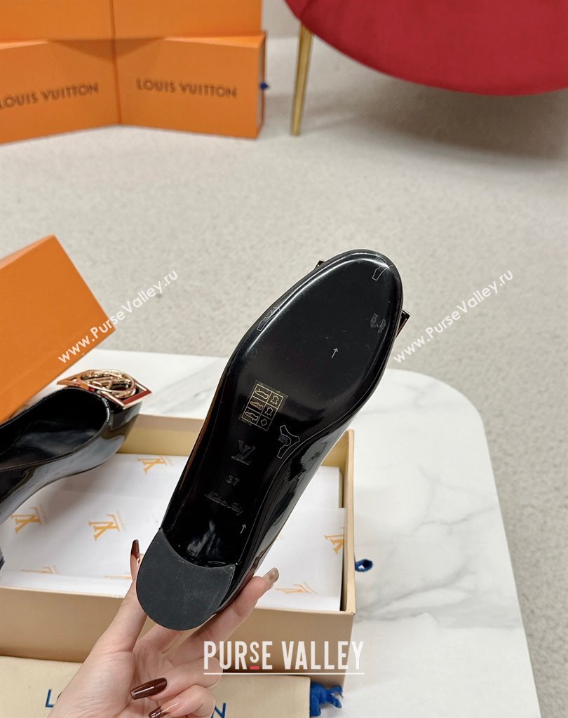 Louis Vuitton Patent Leather Madeleine Pumps Black with Dauphine LV Initials (SS-23121447)