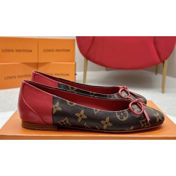 Louis Vuitton Monogram Canvas and Leather Flat Ballerinas with Bow Red (SS-23121440)