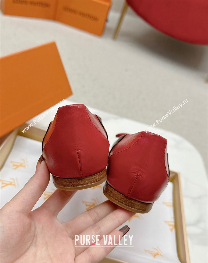 Louis Vuitton Monogram Canvas and Leather Flat Ballerinas with Bow Red (SS-23121440)