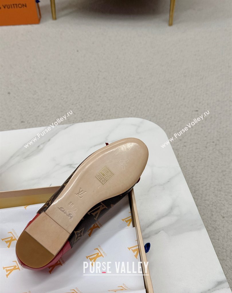 Louis Vuitton Monogram Canvas and Leather Flat Ballerinas with Bow Red (SS-23121440)