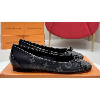 Louis Vuitton Monogram Canvas and Leather Flat Ballerinas with Bow Black (SS-23121435)