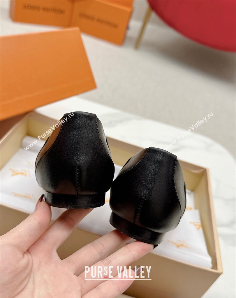 Louis Vuitton Monogram Canvas and Leather Flat Ballerinas with Bow Black (SS-23121435)