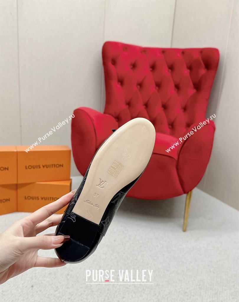 Louis Vuitton Monogram Canvas and Leather Flat Ballerinas with Bow Black (SS-23121435)