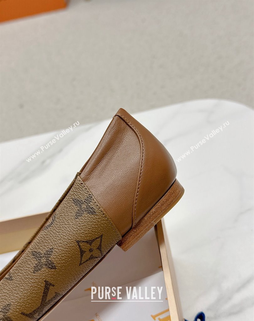 Louis Vuitton Monogram Canvas and Leather Flat Ballerinas with Bow Brown (SS-23121438)