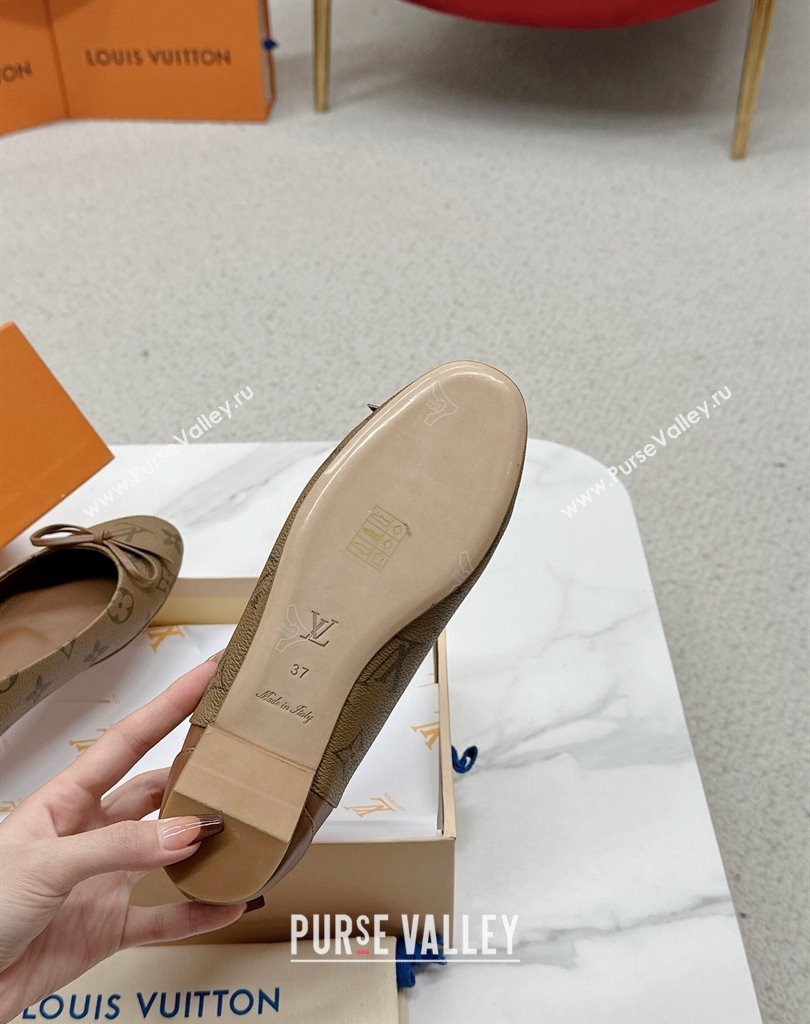 Louis Vuitton Monogram Canvas and Leather Flat Ballerinas with Bow Brown (SS-23121438)