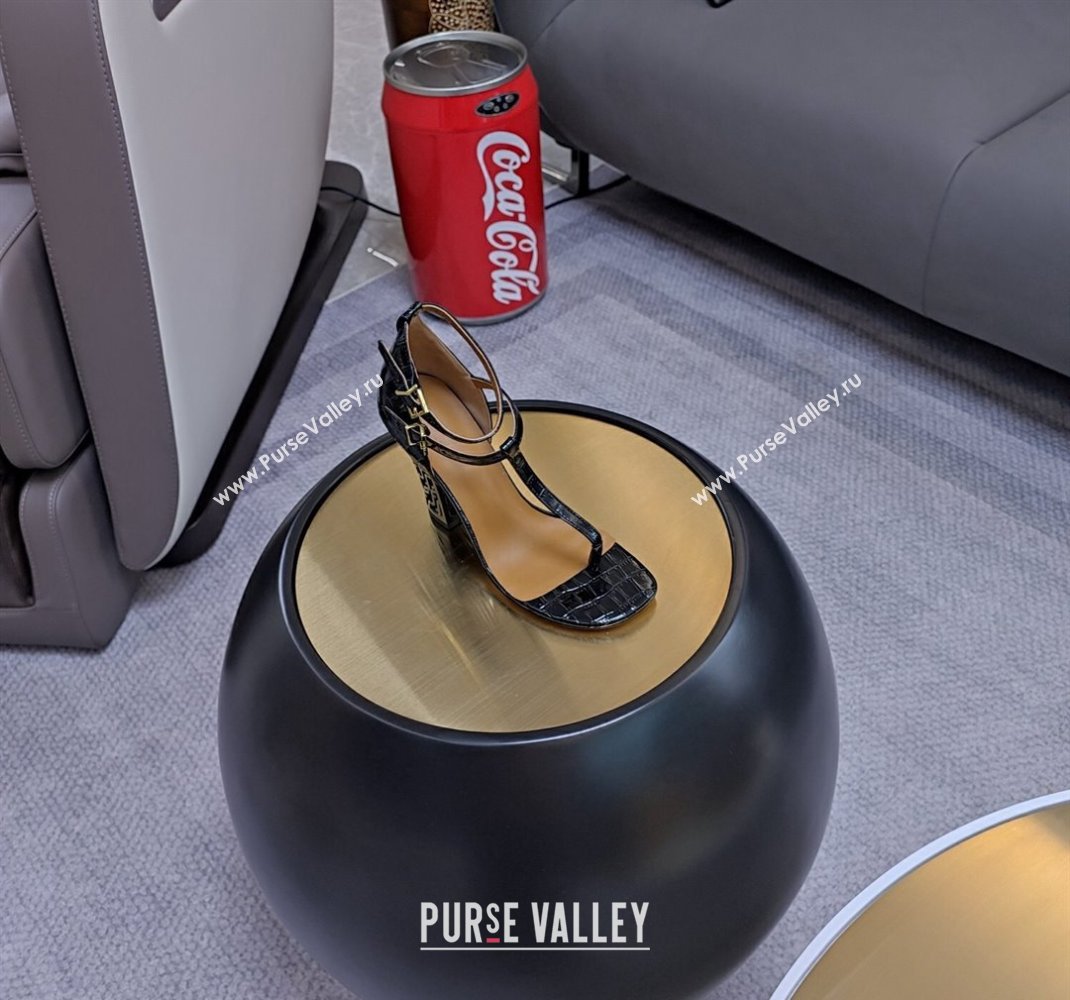 Fendi cut-out Heel 9cm Sandals in crocodile Print Black 2024 (SS-23121318)