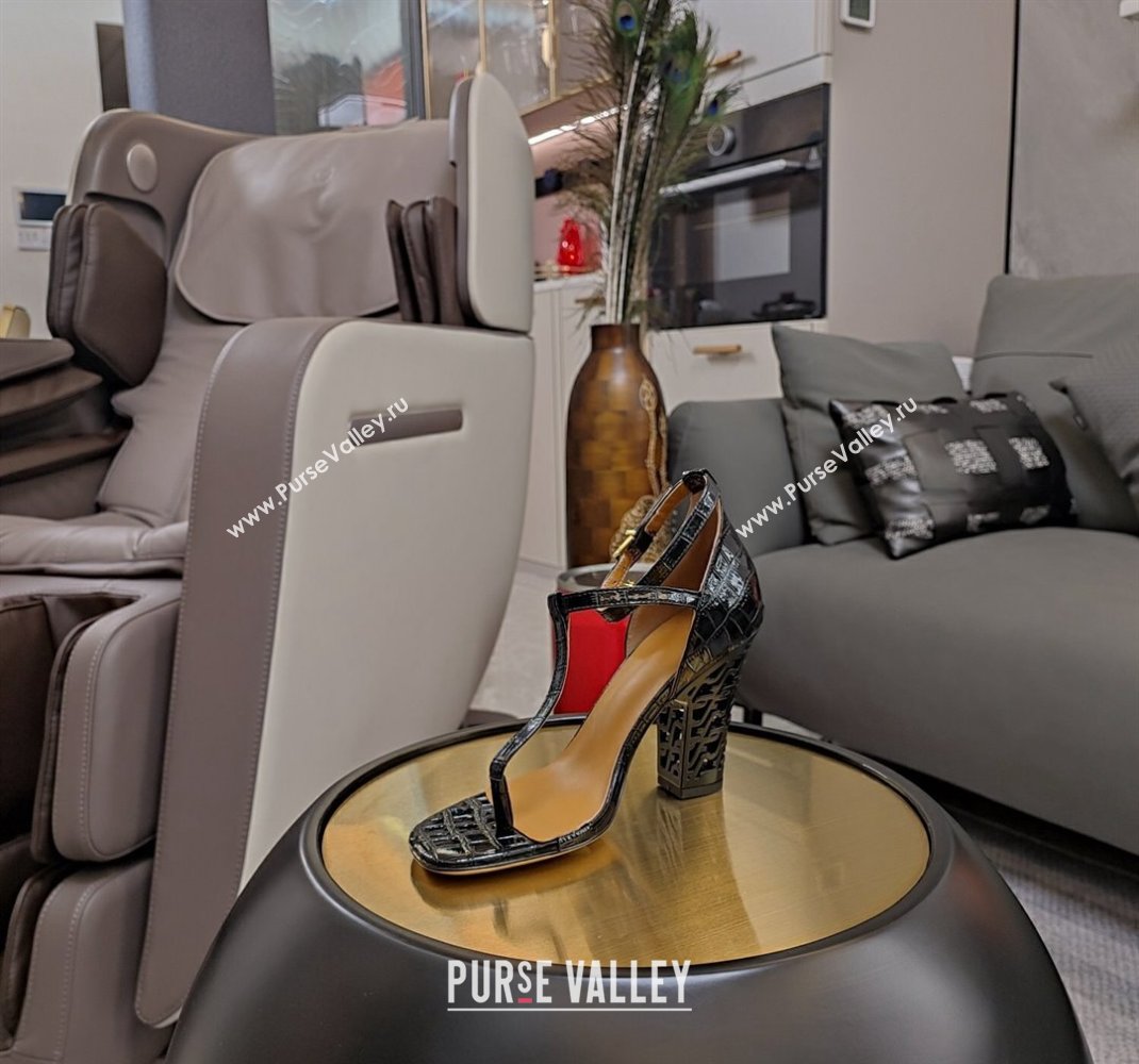 Fendi cut-out Heel 9cm Sandals in crocodile Print Black 2024 (SS-23121318)