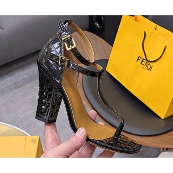 Fendi cut-out Heel 9cm Sandals in crocodile Print Black 2024 (SS-23121318)