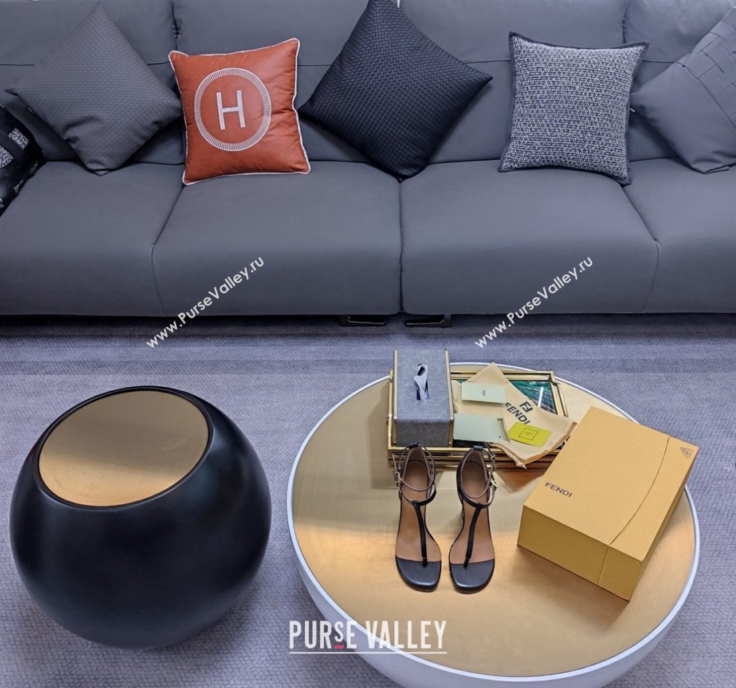 Fendi cut-out Heel 9cm Sandals in Leather Black 2024 (SS-23121321)