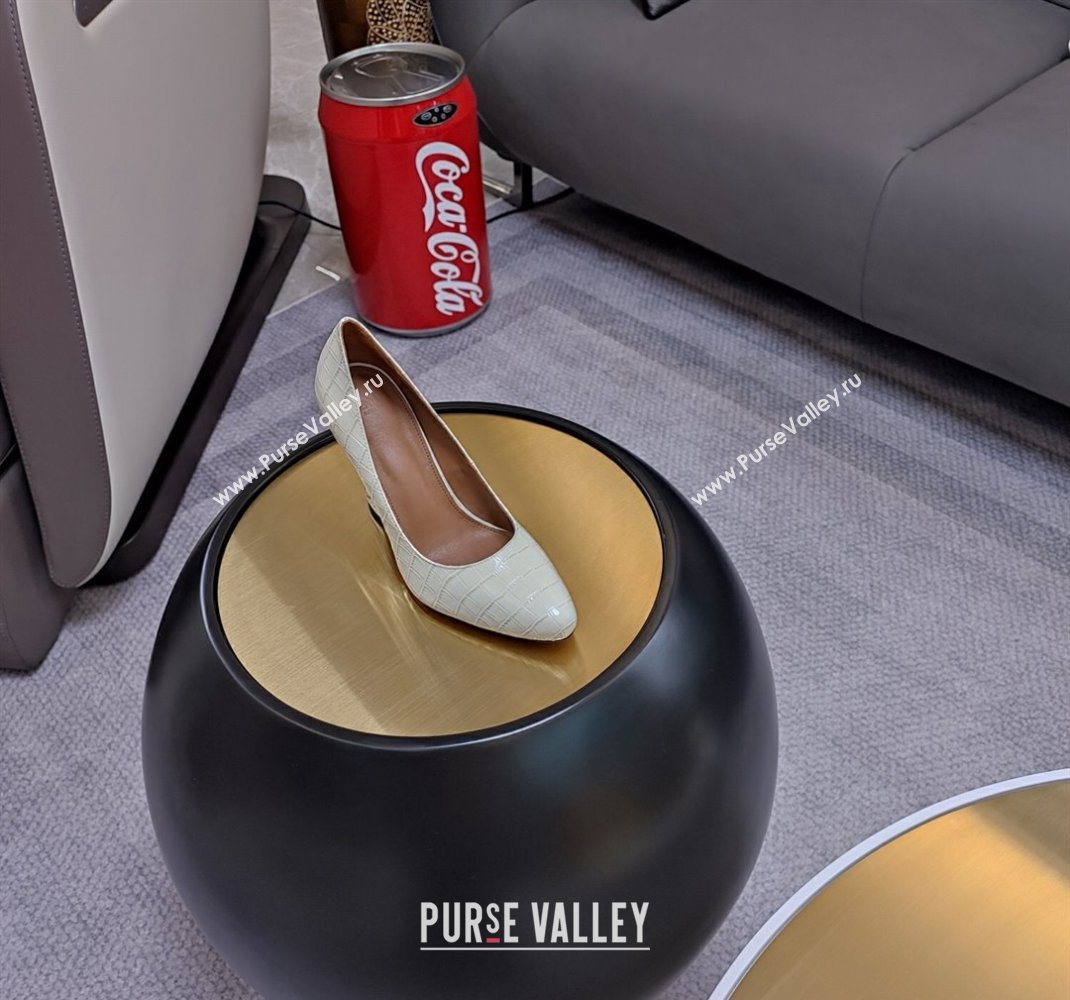 Fendi cut-out Heel 9cm Pumps in crocodile Print White 2024 (SS-23121322)