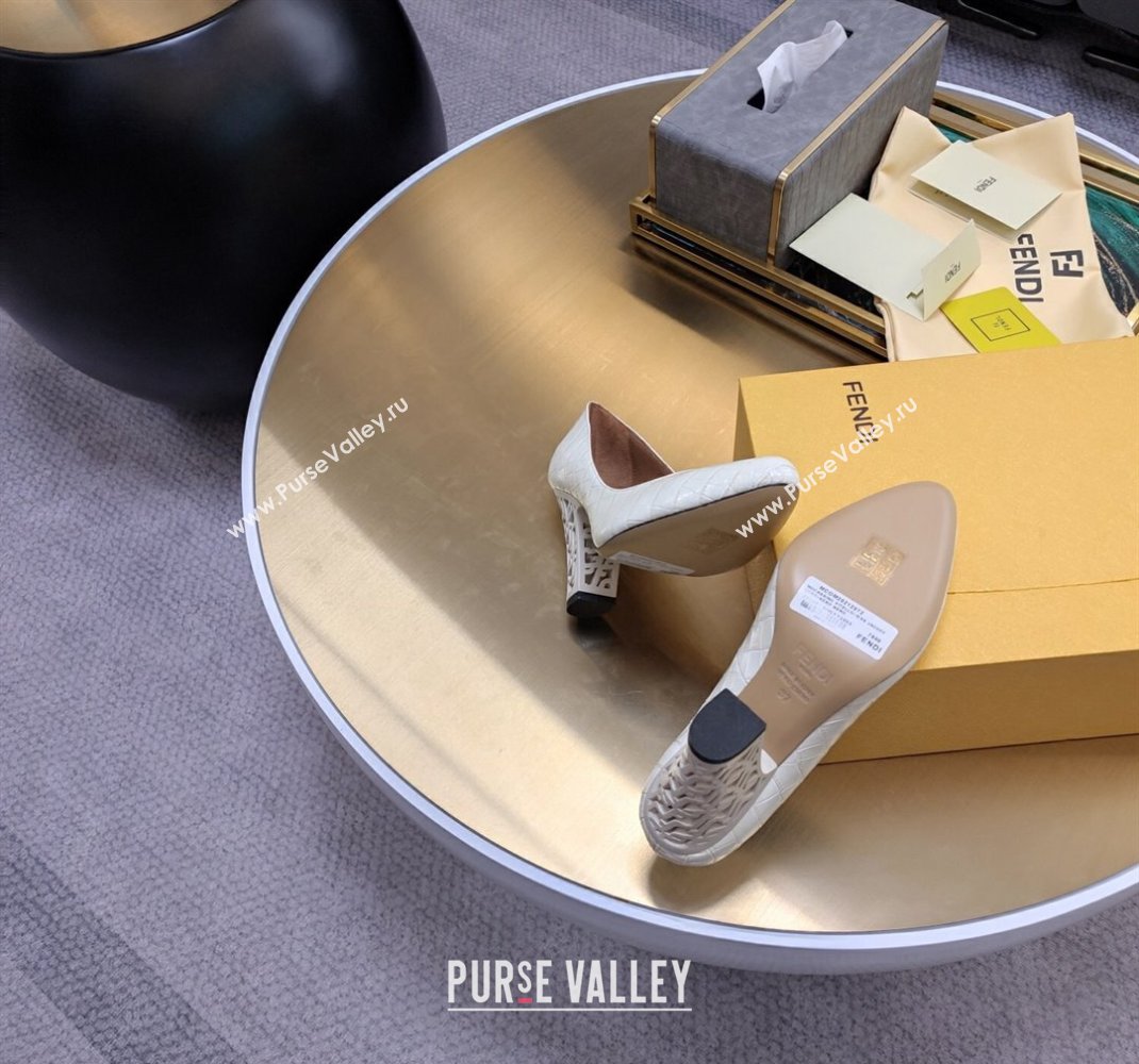 Fendi cut-out Heel 9cm Pumps in crocodile Print White 2024 (SS-23121322)