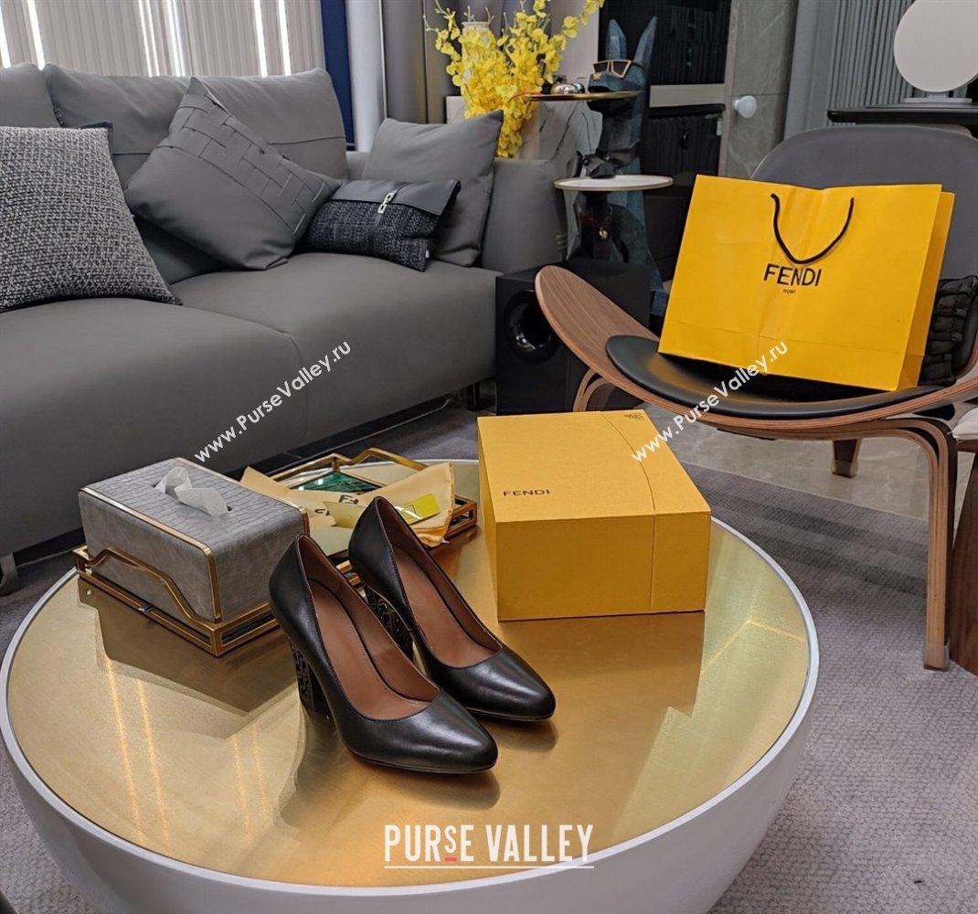 Fendi cut-out Heel 9cm Pumps in Leather Black 2024 (SS-23121326)
