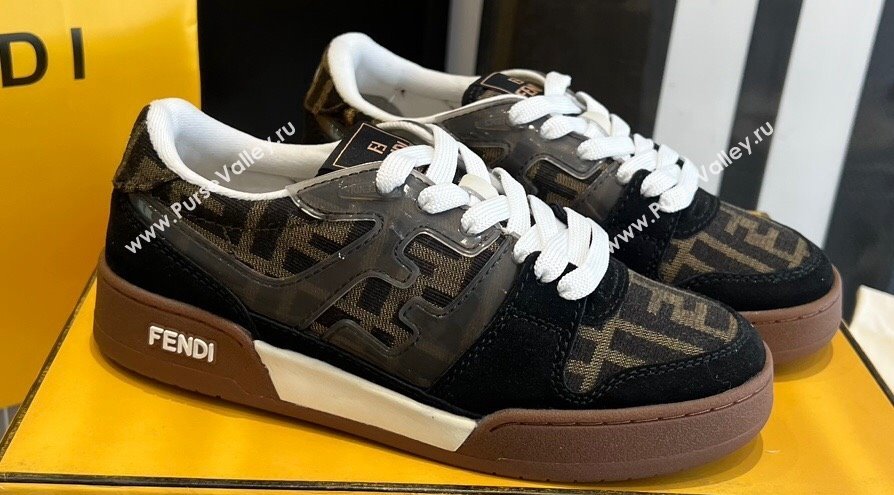 Fendi Match Canvas low-tops with black suede Women/Men Sneakers 2024 (danni-23121307)