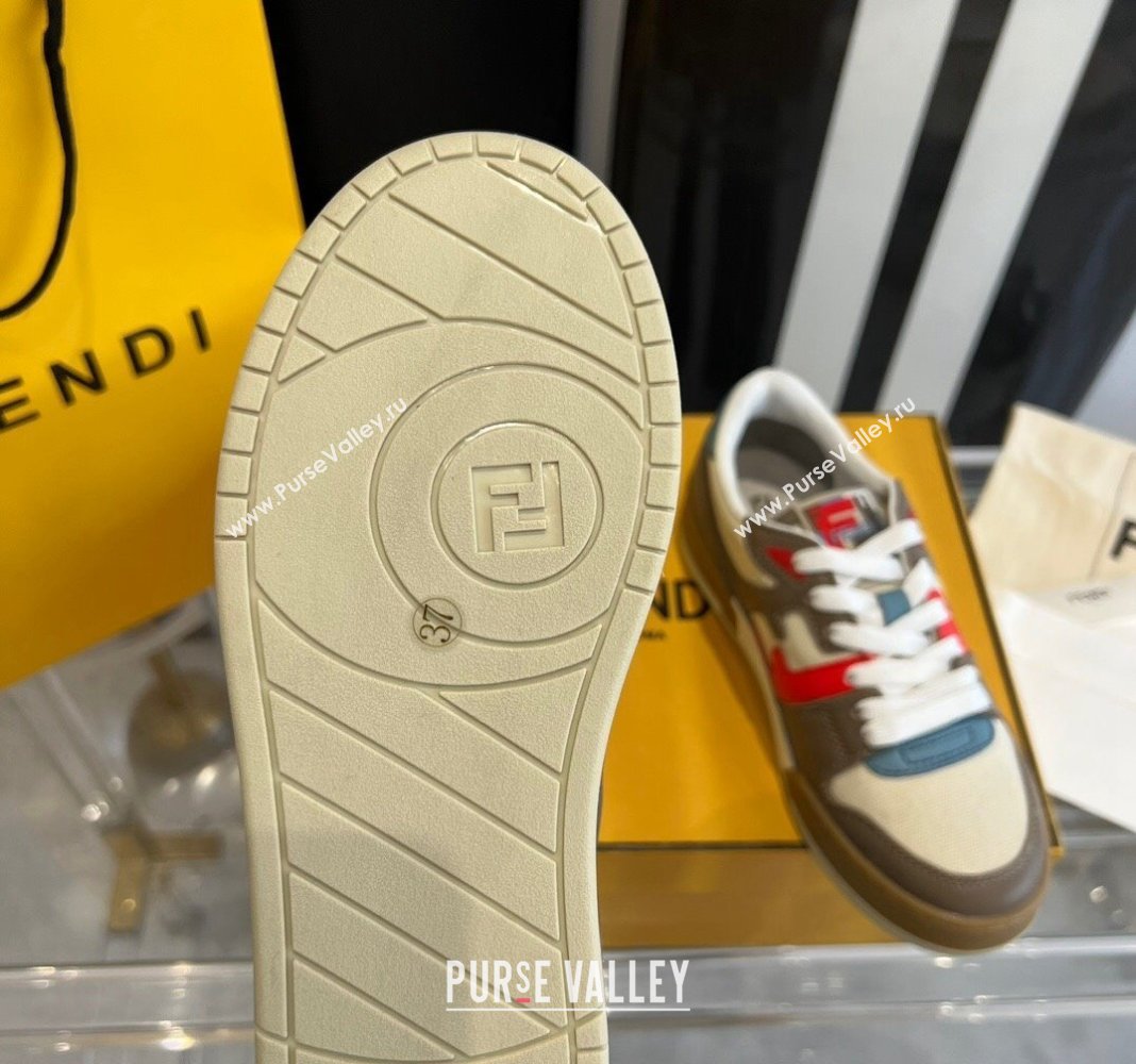 Fendi Match White/Coffee leather low-tops Women/Men Sneakers 2024 (danni-23121304)