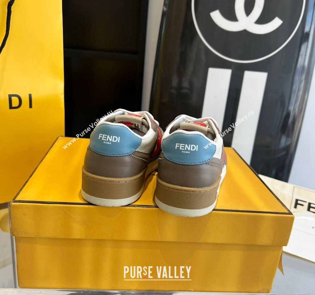 Fendi Match White/Coffee leather low-tops Women/Men Sneakers 2024 (danni-23121304)