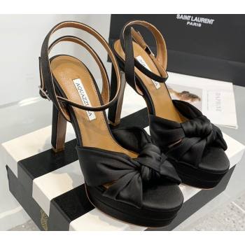 Aquazzura Heel 13.5cm Platform 4cm Olie Plateau Sandals in Satin Black 2024 (keer-23121526)