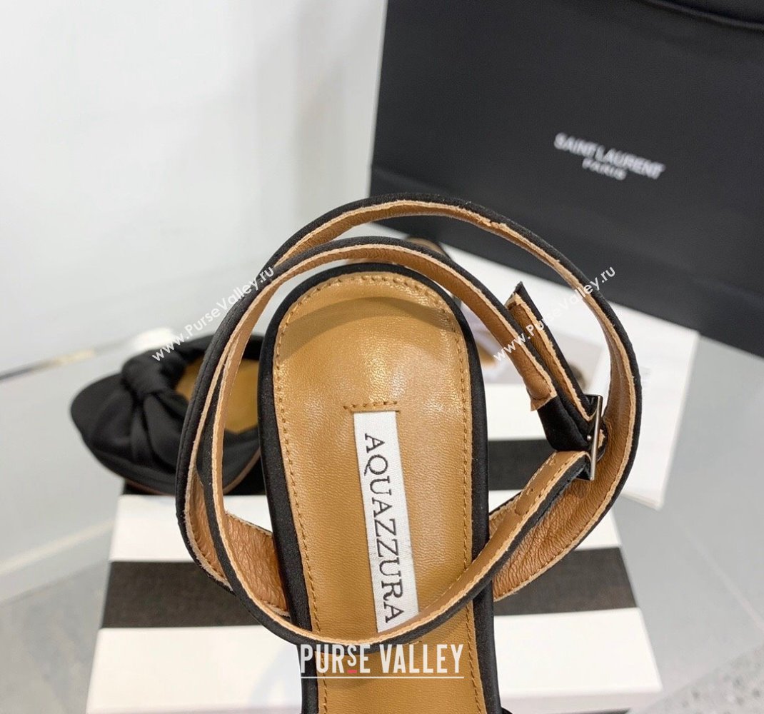 Aquazzura Heel 13.5cm Platform 4cm Olie Plateau Sandals in Satin Black 2024 (keer-23121526)