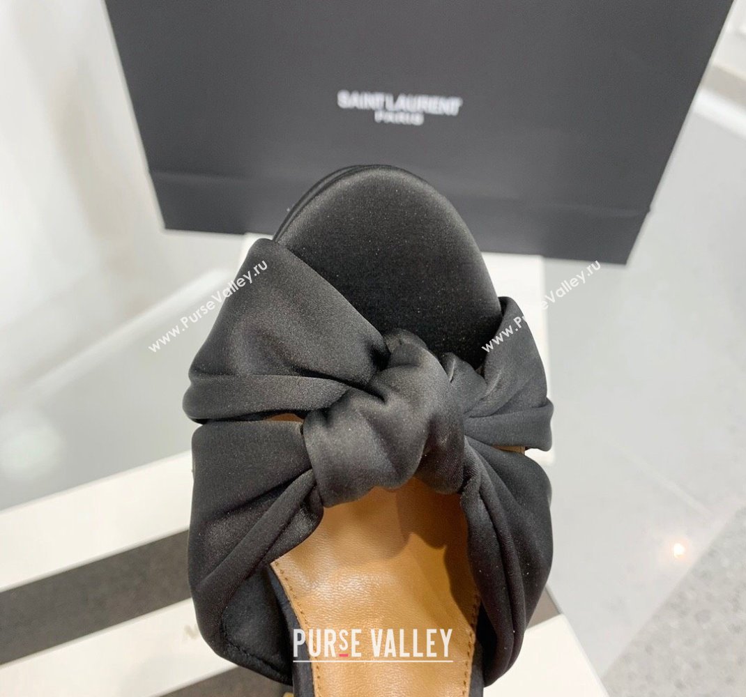 Aquazzura Heel 13.5cm Platform 4cm Olie Plateau Sandals in Satin Black 2024 (keer-23121526)