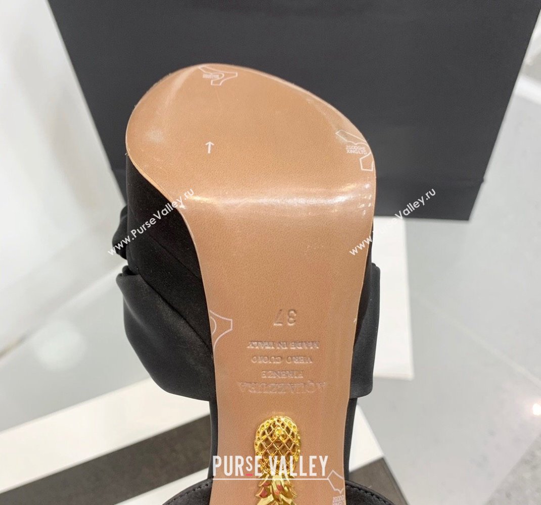 Aquazzura Heel 13.5cm Platform 4cm Olie Plateau Sandals in Satin Black 2024 (keer-23121526)