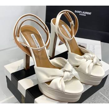 Aquazzura Heel 13.5cm Platform 4cm Olie Plateau Sandals in Satin White 2024 (keer-23121527)
