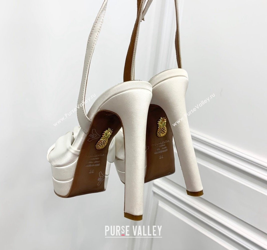 Aquazzura Heel 13.5cm Platform 4cm Olie Plateau Sandals in Satin White 2024 (keer-23121527)