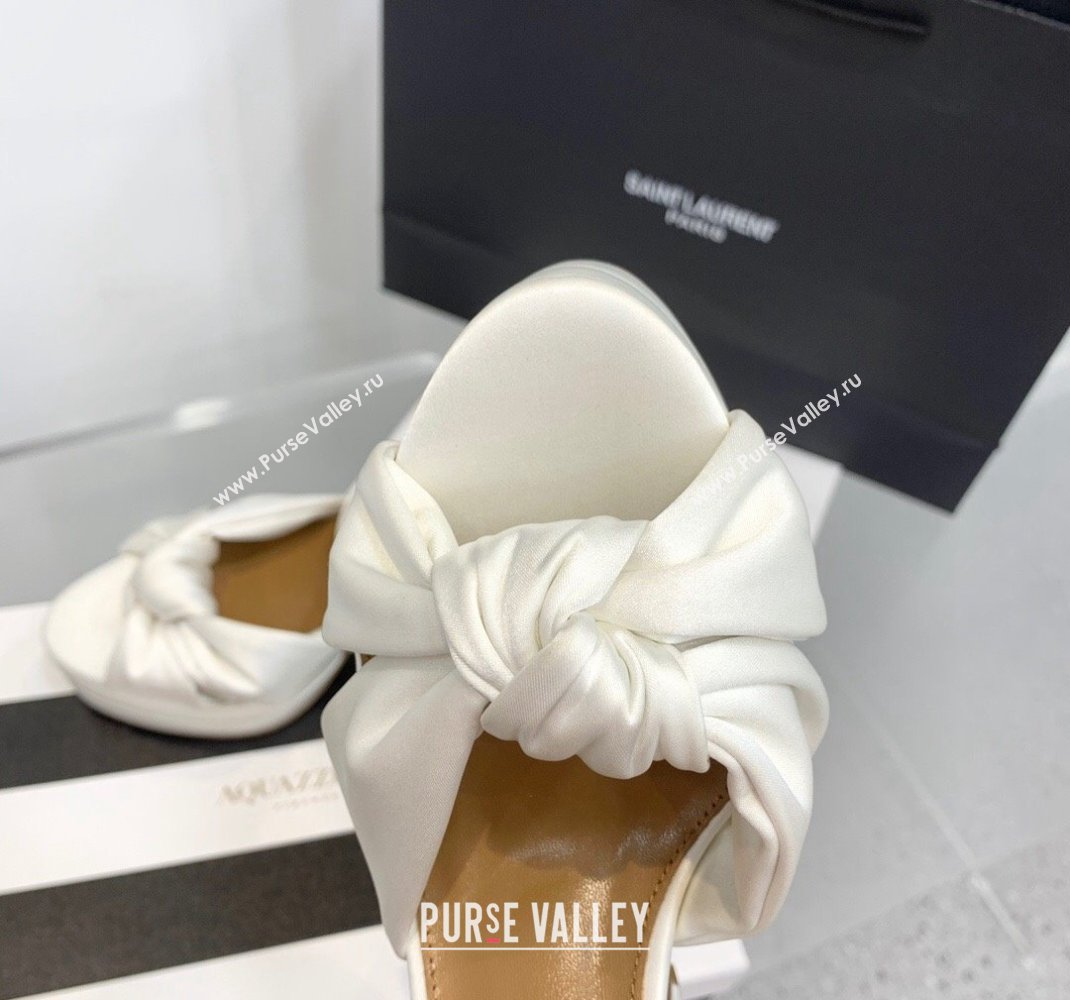 Aquazzura Heel 13.5cm Platform 4cm Olie Plateau Sandals in Satin White 2024 (keer-23121527)