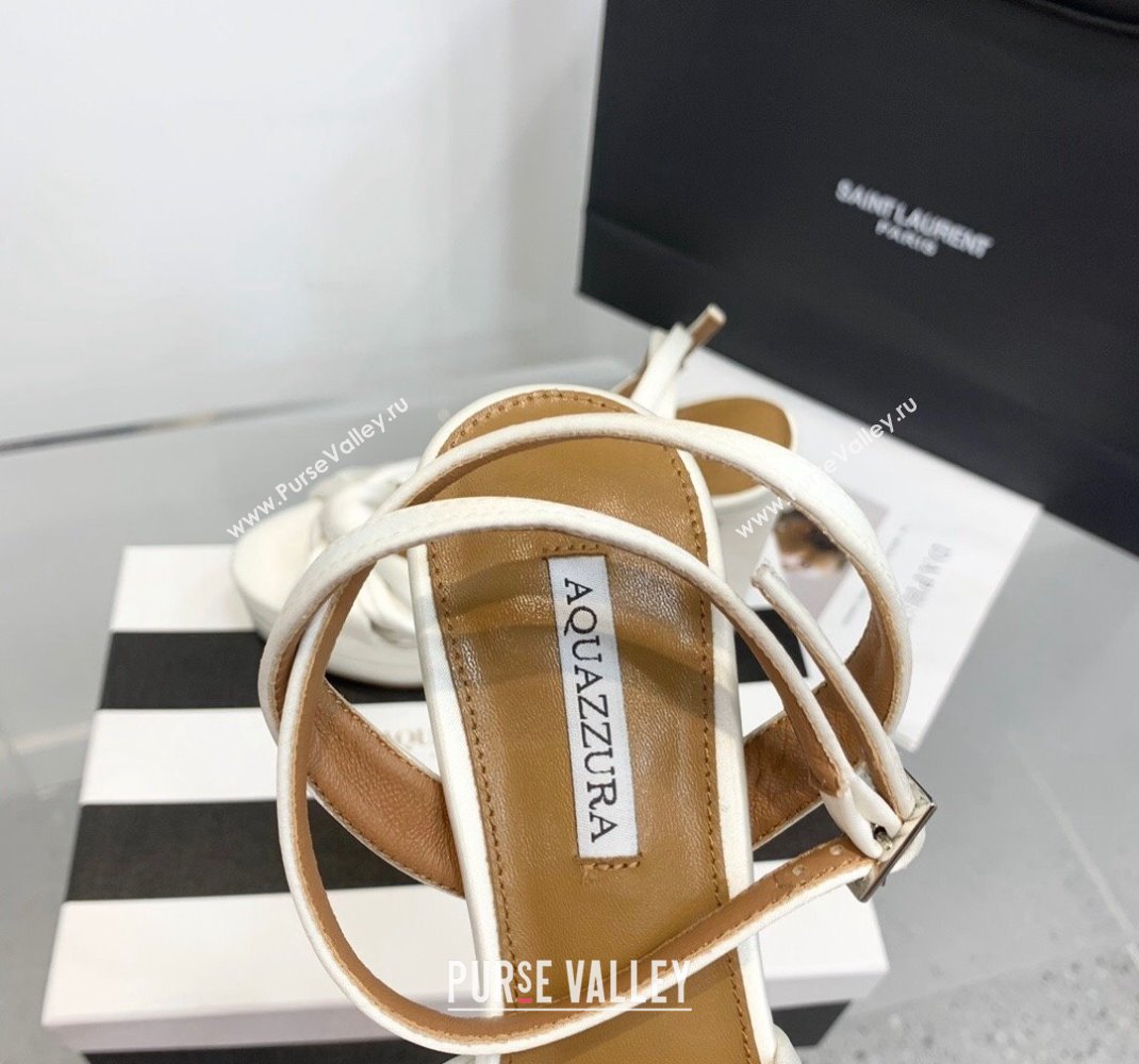 Aquazzura Heel 13.5cm Platform 4cm Olie Plateau Sandals in Satin White 2024 (keer-23121527)