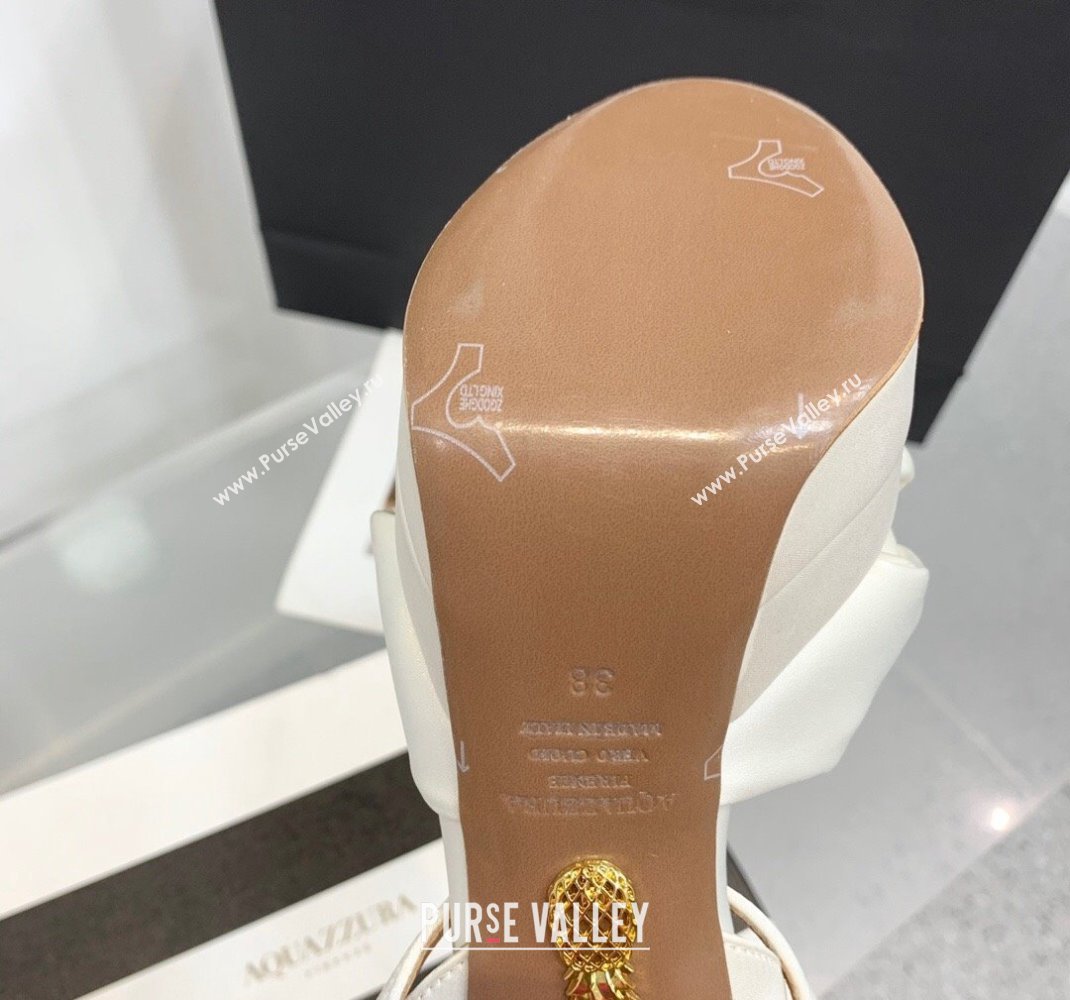 Aquazzura Heel 13.5cm Platform 4cm Olie Plateau Sandals in Satin White 2024 (keer-23121527)