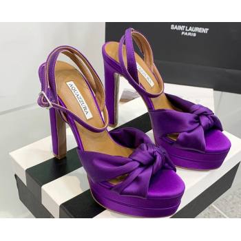 Aquazzura Heel 13.5cm Platform 4cm Olie Plateau Sandals in Satin Purple 2024 (keer-23121529)