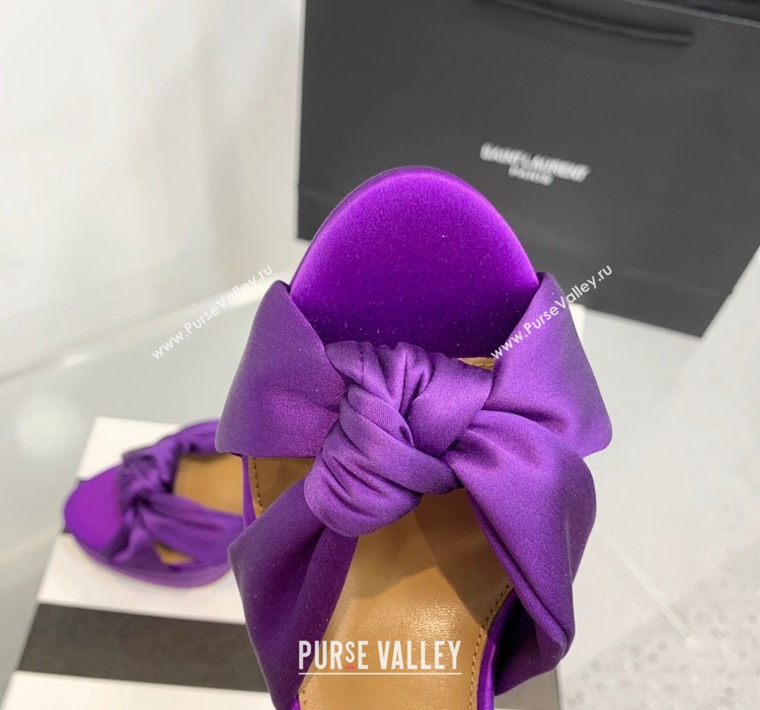 Aquazzura Heel 13.5cm Platform 4cm Olie Plateau Sandals in Satin Purple 2024 (keer-23121529)