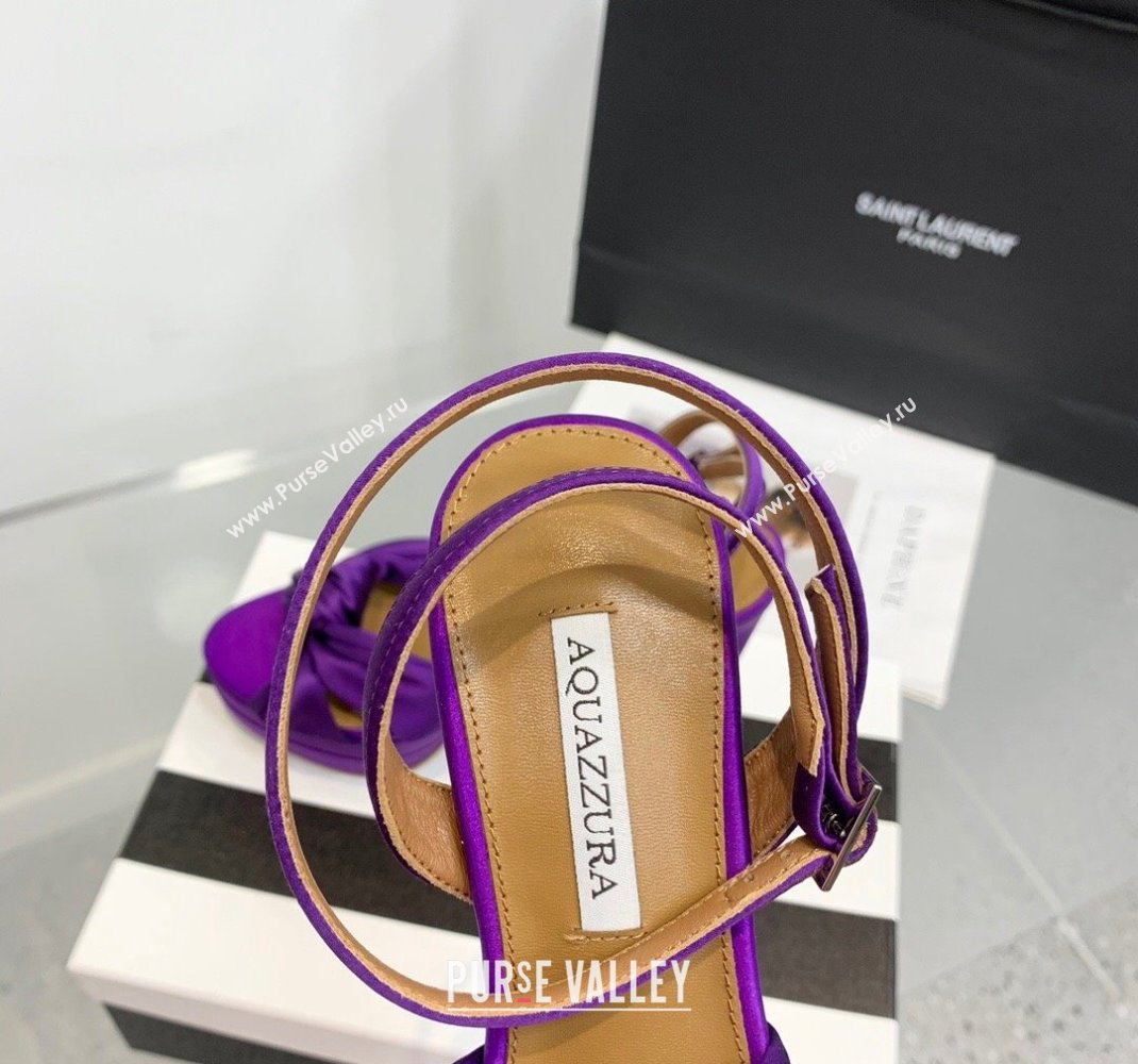 Aquazzura Heel 13.5cm Platform 4cm Olie Plateau Sandals in Satin Purple 2024 (keer-23121529)