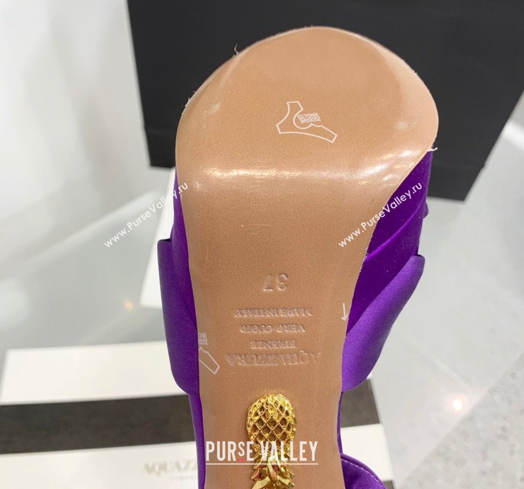 Aquazzura Heel 13.5cm Platform 4cm Olie Plateau Sandals in Satin Purple 2024 (keer-23121529)