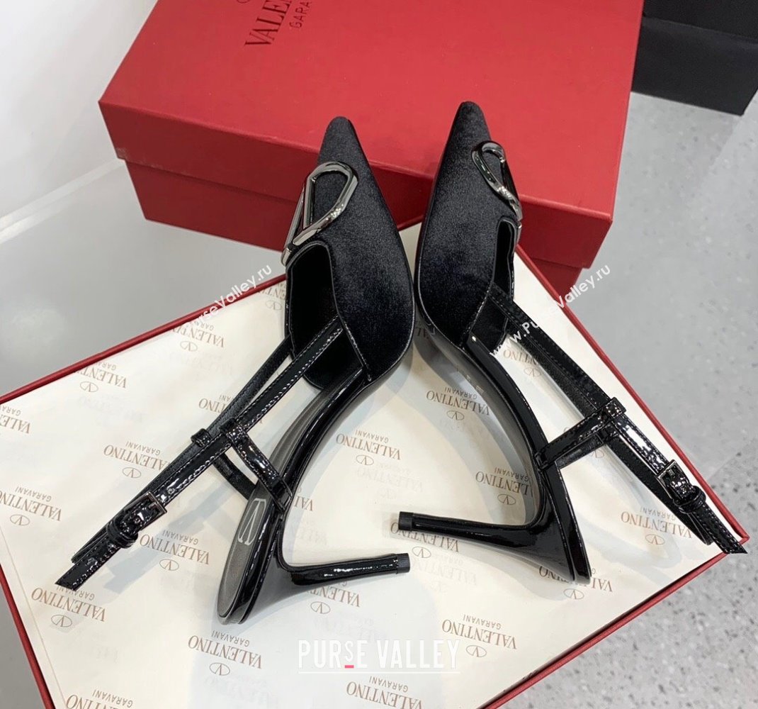 Valentino Heel 8cm Vlogo Signature Slingback Pumps Velvet Black 2024 (keer-23121502)