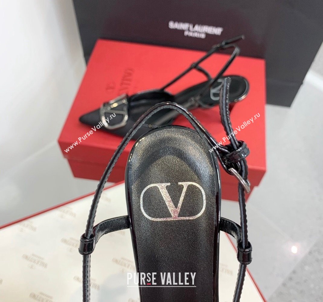 Valentino Heel 8cm Vlogo Signature Slingback Pumps Velvet Black 2024 (keer-23121502)
