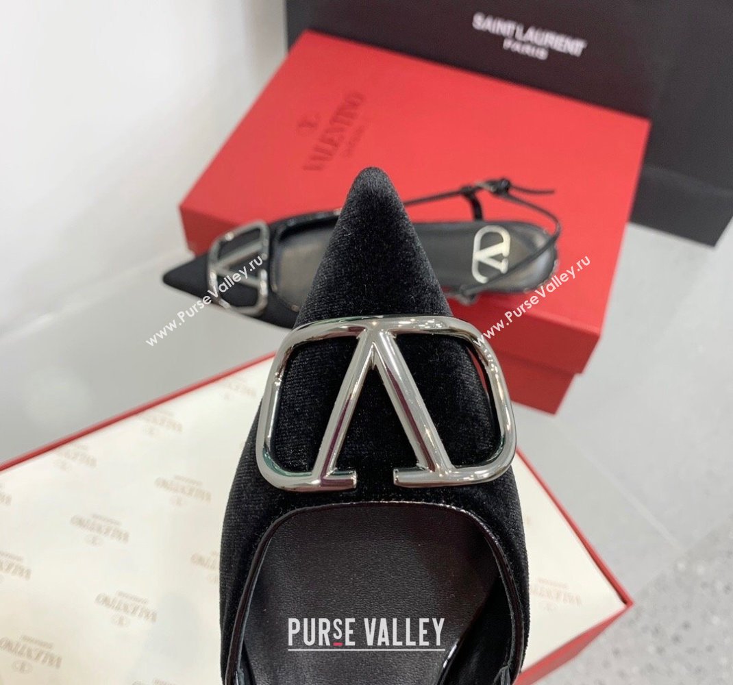 Valentino Heel 3.5cm Vlogo Signature Slingback Pumps Velvet Black 2024 (keer-23121503)