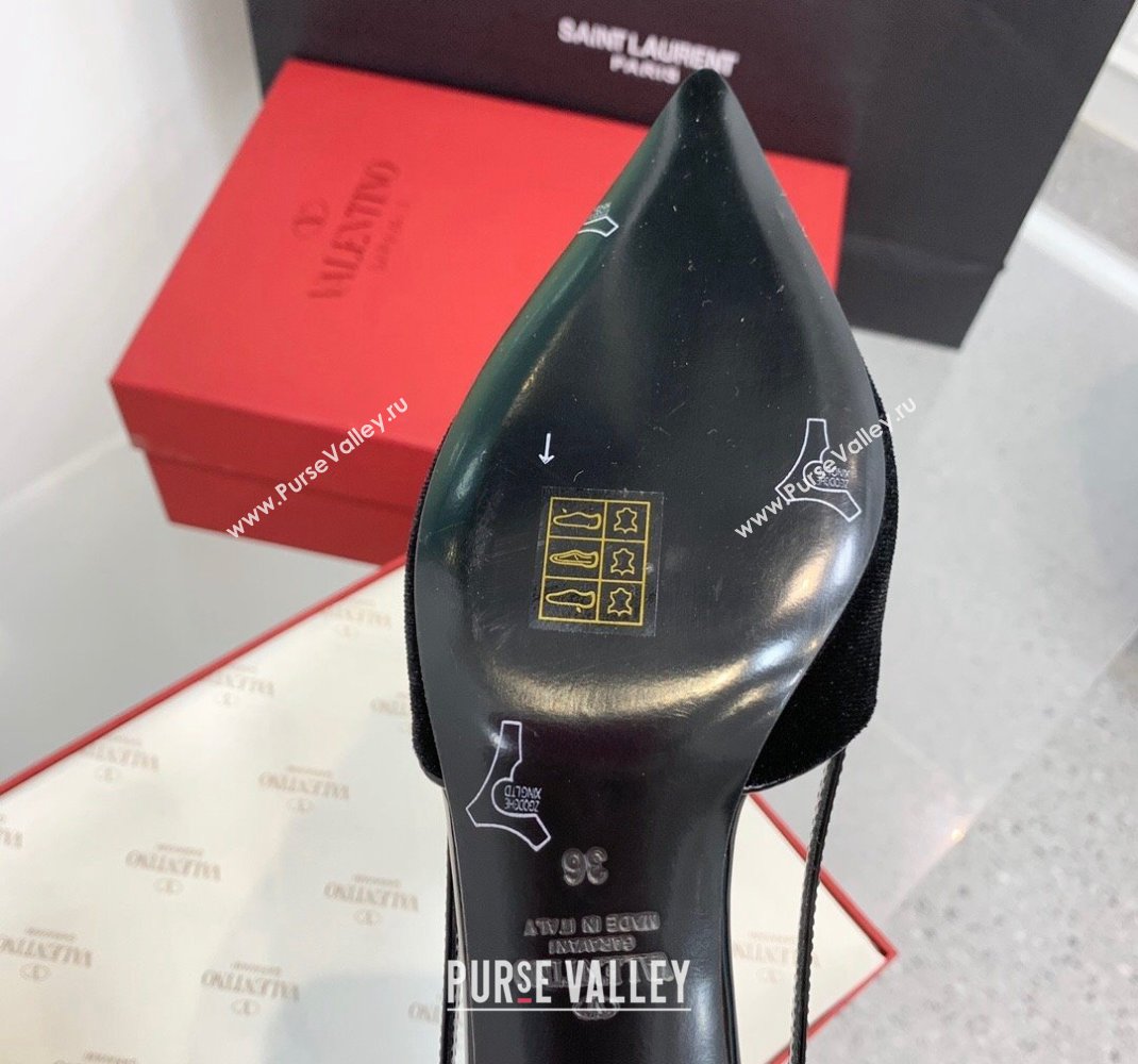 Valentino Heel 3.5cm Vlogo Signature Slingback Pumps Velvet Black 2024 (keer-23121503)