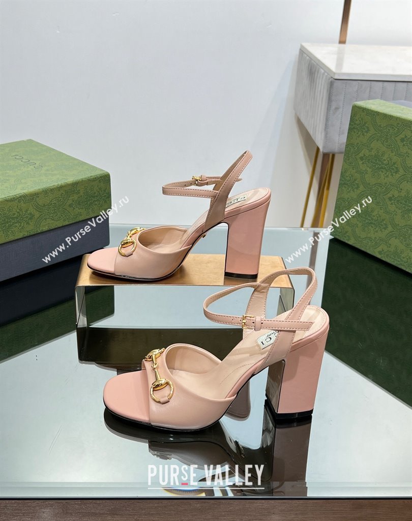 Gucci Heel 9cm Womens Horsebit sandals 771600 leather Nude 2024 (modeng-23121313)