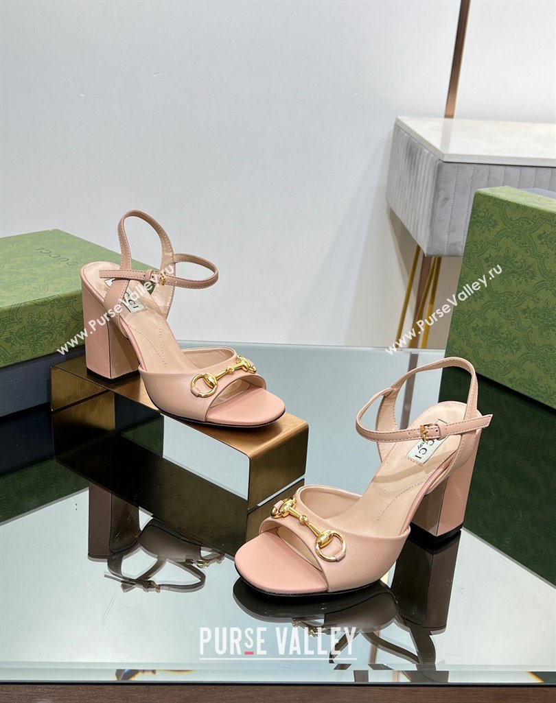 Gucci Heel 9cm Womens Horsebit sandals 771600 leather Nude 2024 (modeng-23121313)