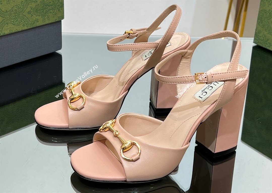 Gucci Heel 9cm Womens Horsebit sandals 771600 leather Nude 2024 (modeng-23121313)
