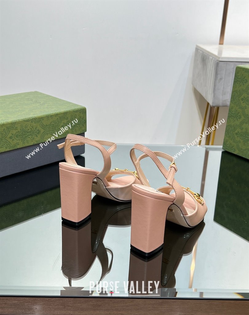 Gucci Heel 9cm Womens Horsebit sandals 771600 leather Nude 2024 (modeng-23121313)