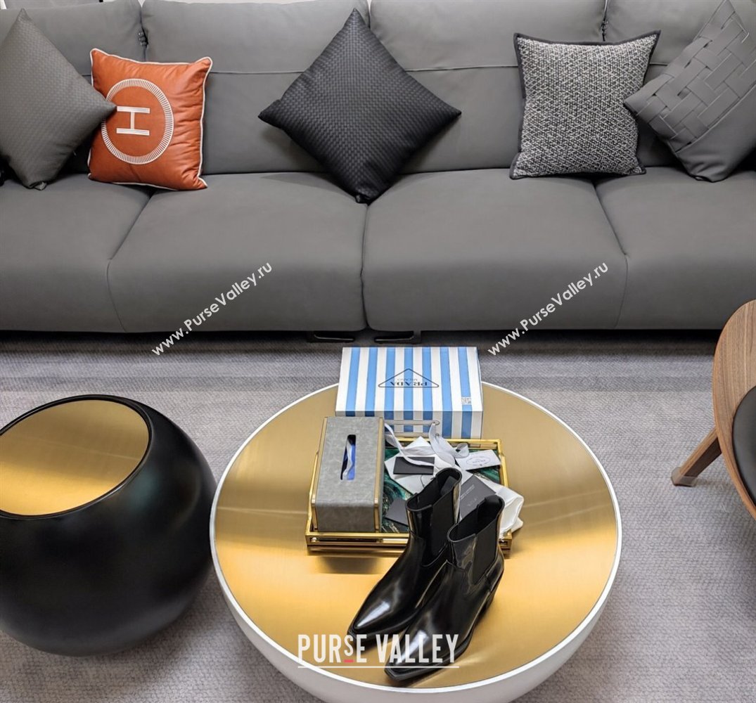 Prada Heel 6.5cm Brushed leather boots 1T132N Black 2024 (kaola-23121912)