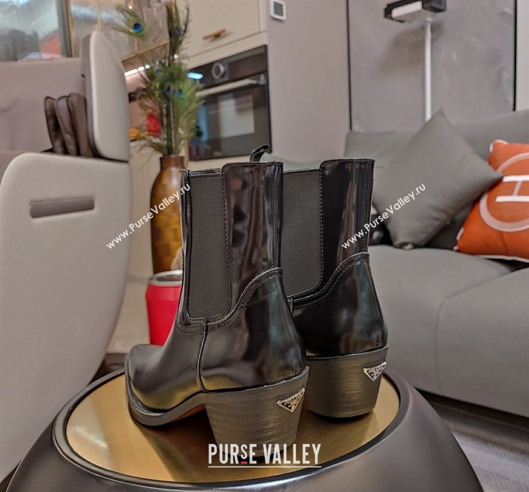 Prada Heel 6.5cm Brushed leather boots 1T132N Black 2024 (kaola-23121912)