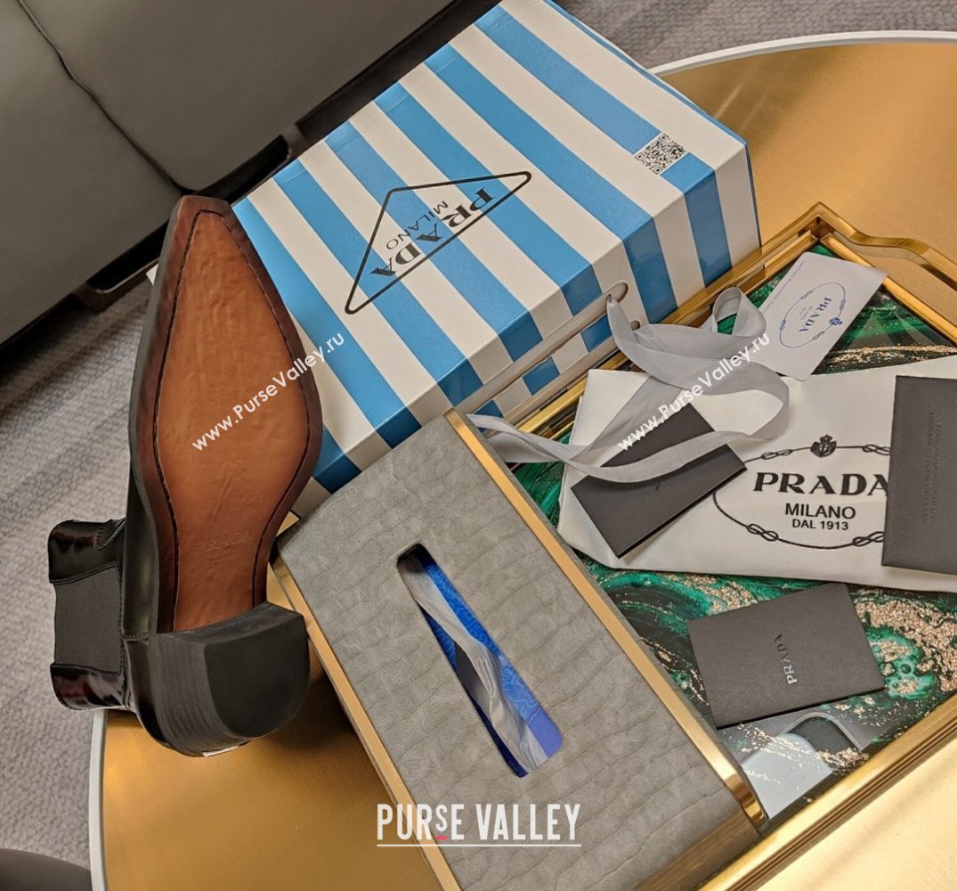 Prada Heel 6.5cm Brushed leather boots 1T132N Black 2024 (kaola-23121912)