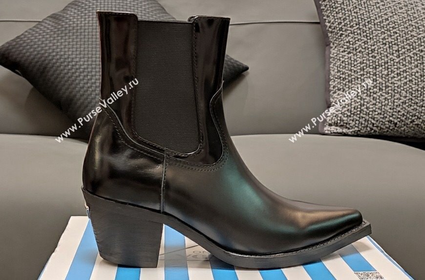 Prada Heel 6.5cm Brushed leather boots 1T132N Black 2024 (kaola-23121912)