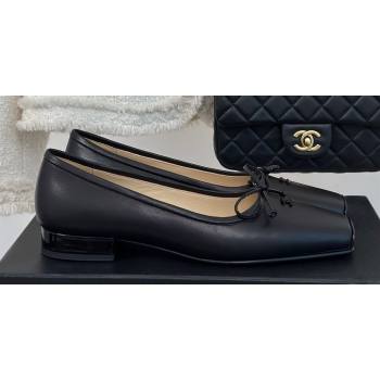 Chanel Vintage CC Logo and Bow Ballet Flats Leather Black 2024 (modeng-23121515)