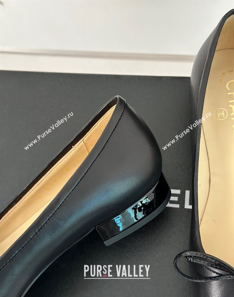 Chanel Vintage CC Logo and Bow Ballet Flats Leather Black 2024 (modeng-23121515)