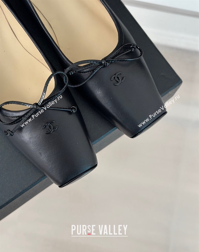 Chanel Vintage CC Logo and Bow Ballet Flats Leather Black 2024 (modeng-23121515)