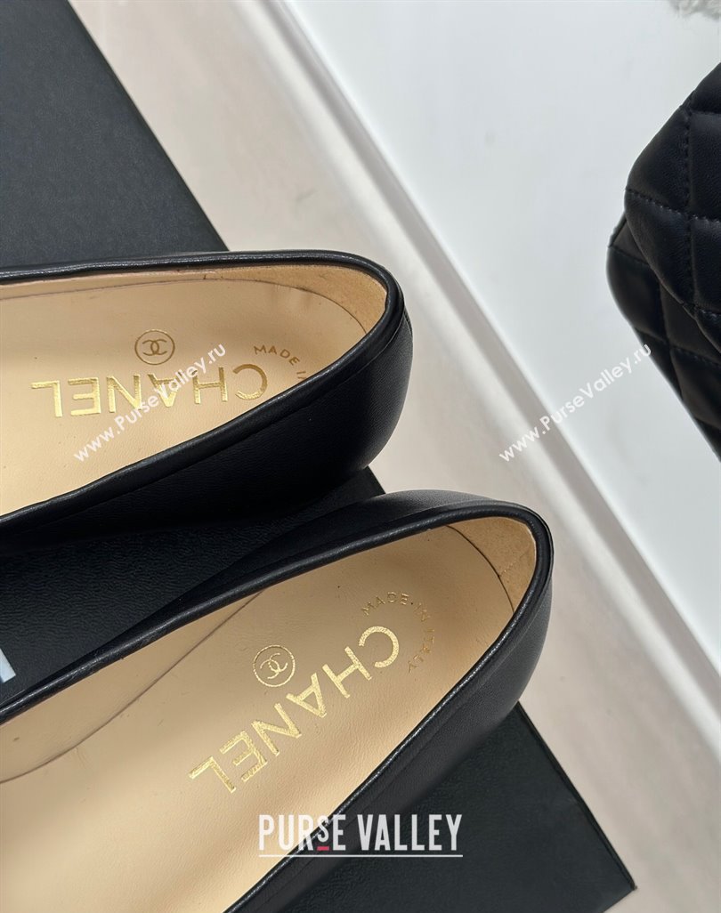 Chanel Vintage CC Logo and Bow Ballet Flats Leather Black 2024 (modeng-23121515)