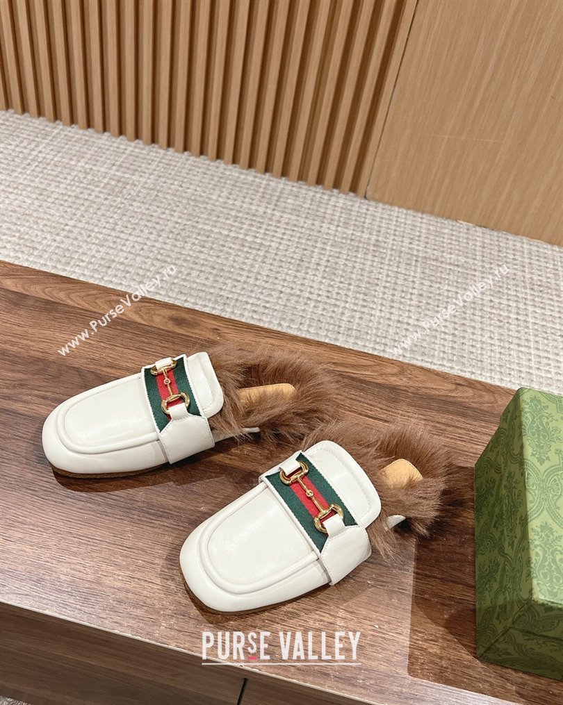 Gucci Horsebit with Web Wooly fabric lining slipper White 2024 (siyate-23121923)