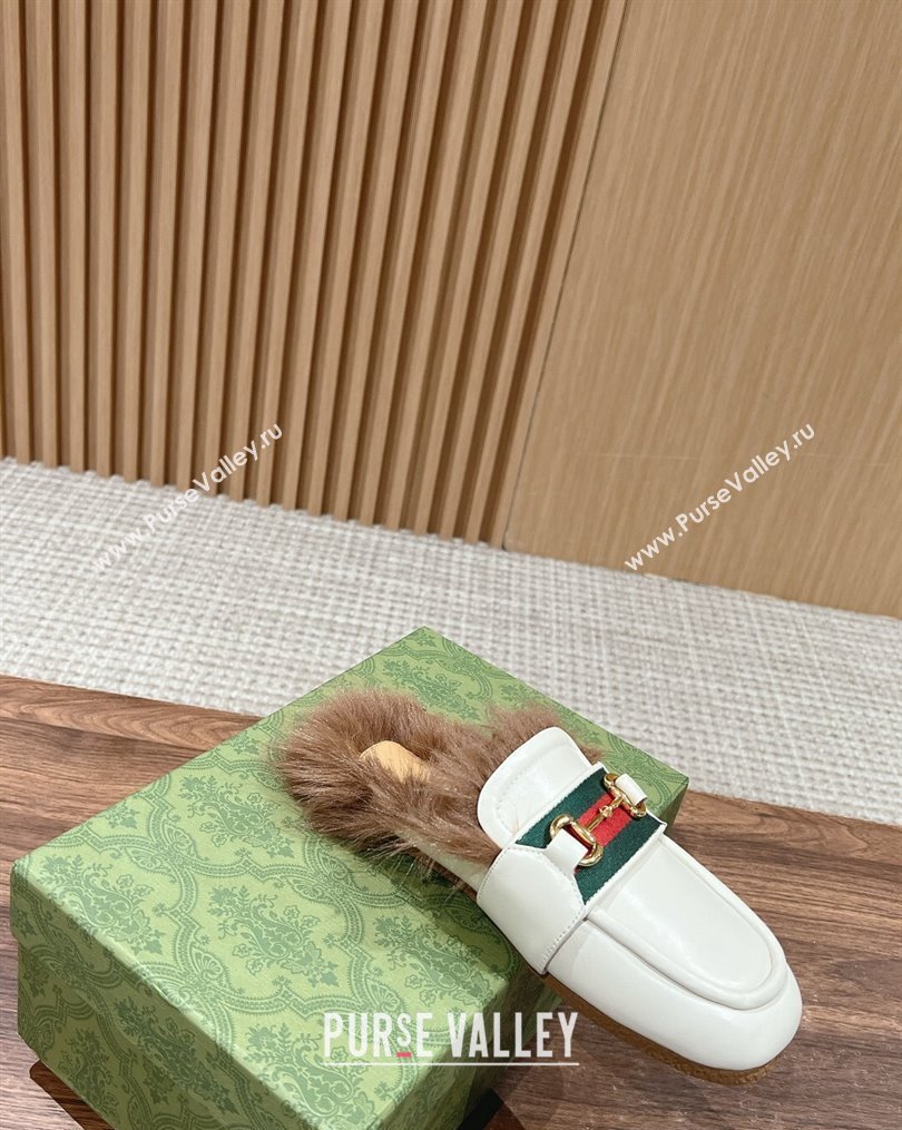 Gucci Horsebit with Web Wooly fabric lining slipper White 2024 (siyate-23121923)